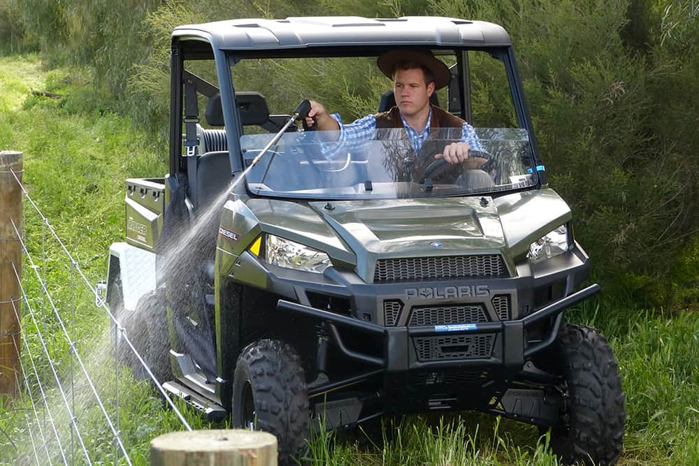 Man is using ATV Trailer Sprayer