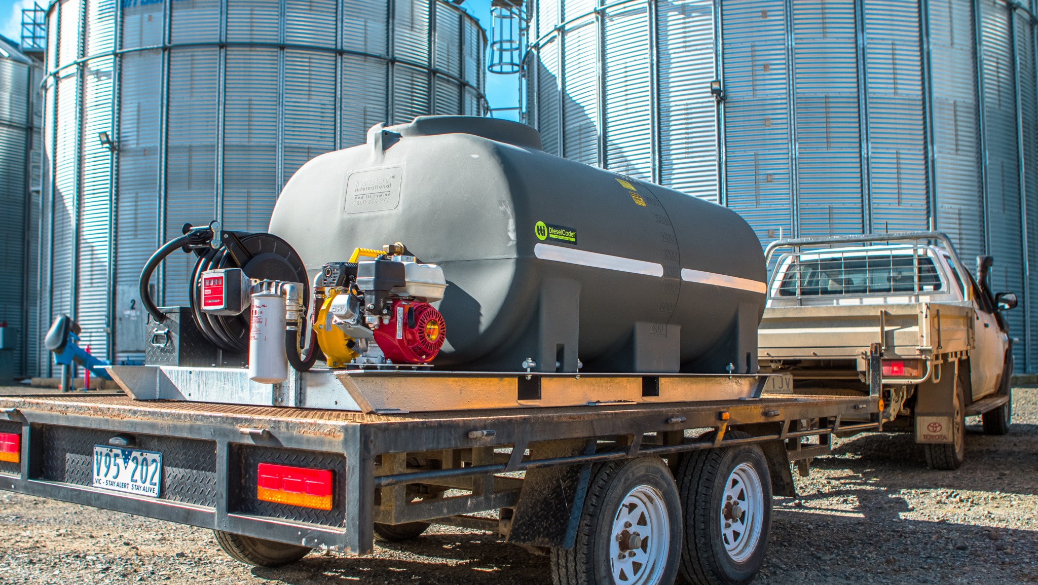 Free-Standing Diesel Tank on top of a transport truck