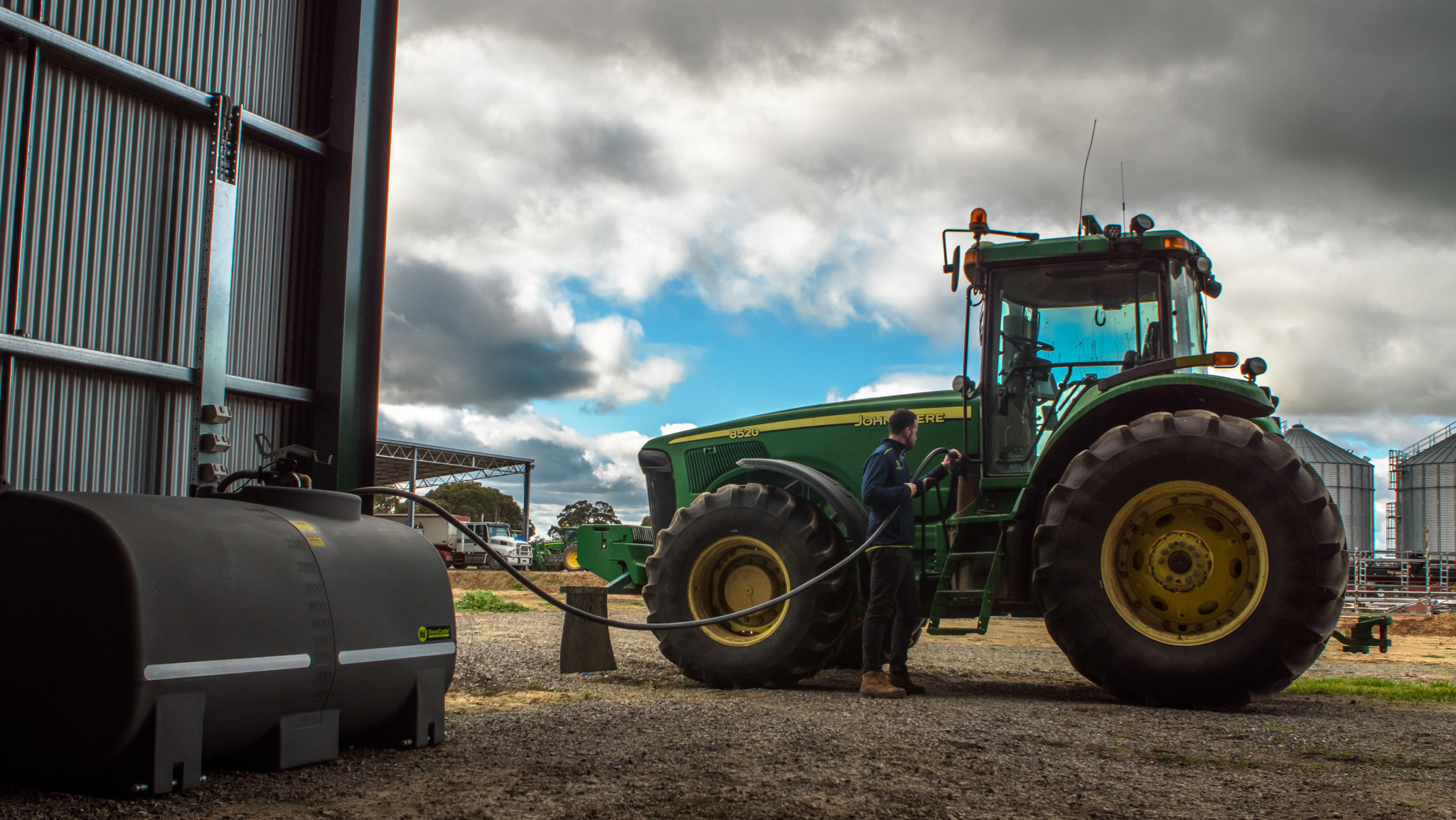 Free-Standing Diesel Tank next to a heavy machinery
